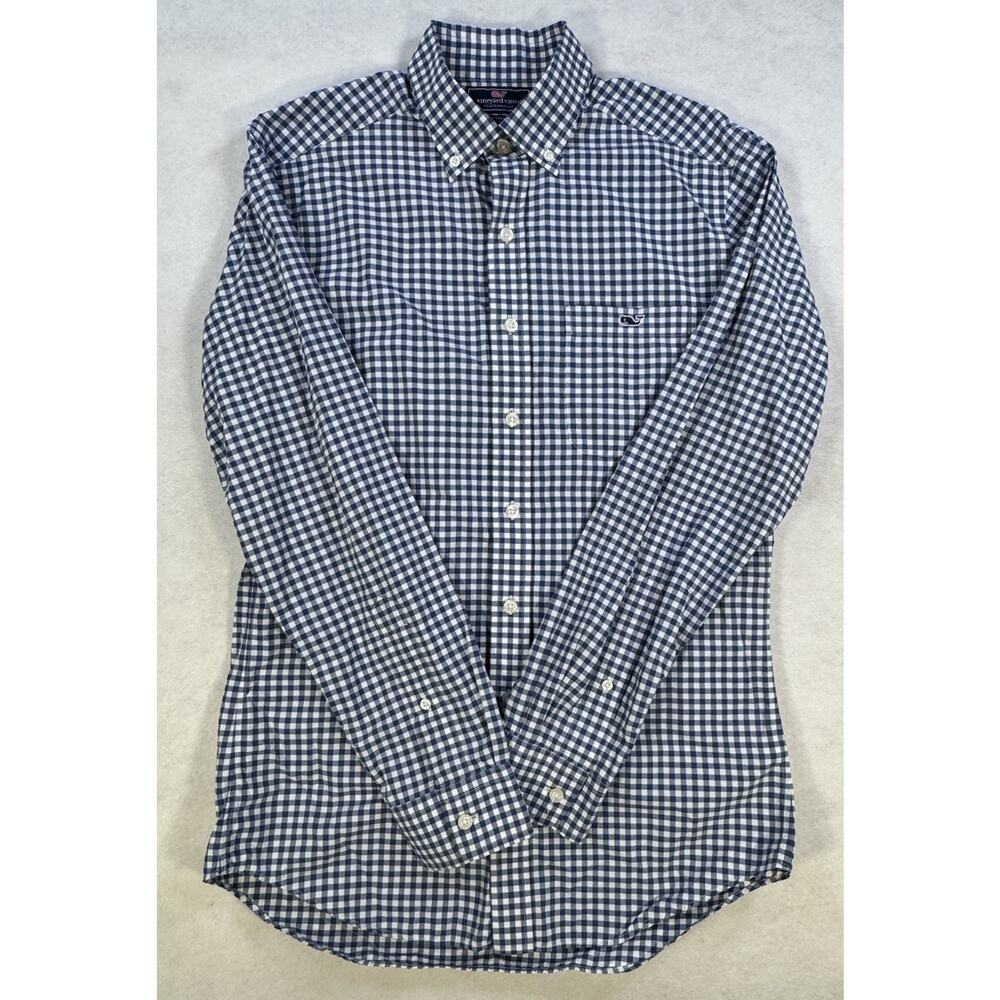 Vineyard Vines Performance Classic‎ Fit Tucker Blue Bay Plaid Button Shirt S